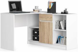 kampinis rasomasis stalas - Rašomasis stalas su lentyna Akord Furniture Factory SETB17KOMMSCHREWEISONPK, 1204 cm x 1204 cm, 77 - 79 cm, ąžuolo sp. - 1 nuotrauka