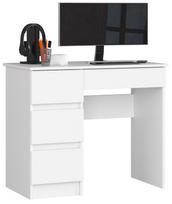 Rašomasis stalas su stalčiais Akord A-7 Left, 90 cm x 50 cm, 77 cm, balta sp.