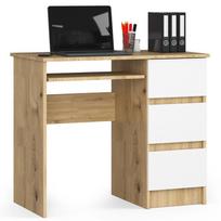 rasomasis stalas 90 cm - Rašomasis stalas su stalčiais Akord A-6 CLP Right, 90 cm x 50 cm, 77 cm, ąžuolo sp./balta sp. - 1 nuotrauka