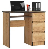 auksinis azuolas - Rašomasis stalas su stalčiais Akord A6 Right, 90 cm x 50 cm, 77 cm, tamsaus ąžuolo sp. - 1 nuotrauka