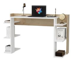 Rašomasis stalas su lentyna Kalune Design Çinar 875ZNA4631, 122.7 cm x 45 cm, 77 cm, ąžuolo sp./balta sp.