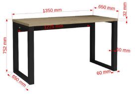 ermitazas stalai - Rašomasis stalas ADRK Maro, 135 cm x 65 cm, 75.2 cm, ąžuolo sp./juoda sp. - 2 nuotrauka