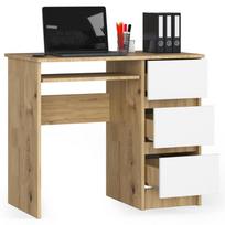 rasomasis stalas 90 cm - Rašomasis stalas su stalčiais Akord A-6 CLP Right, 90 cm x 50 cm, 77 cm, ąžuolo sp./balta sp. - 4 nuotrauka