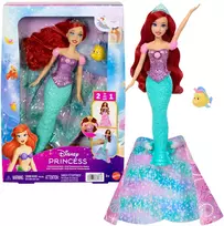 ariel lele - Mattel Disney Princess Arielė su transformacijos funkcija JLK19, 30 cm, Marga / raštuota - 1 nuotrauka