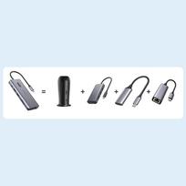 aux to usb - Choetech HUB-M26 12in1 USB-C į USB-C / USB-A / HDMI / VGA / AUX / SD / TF Pilkas (Gray) - 3 nuotrauka