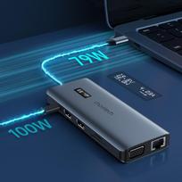 aux to usb - Choetech HUB-M26 12in1 USB-C į USB-C / USB-A / HDMI / VGA / AUX / SD / TF Pilkas (Gray) - 8 nuotrauka