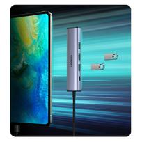 usb c kabelis - UGREEN 5in1 USB-A to 3x USB 3.0 + RJ45 + USB-C adapteris, sidabrinė - 13 nuotrauka