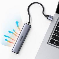 usb c kabelis - UGREEN 5in1 USB-A to 3x USB 3.0 + RJ45 + USB-C adapteris, sidabrinė - 26 nuotrauka
