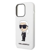 iphone 14 silikoninis deklas - Karl Lagerfeld "Liquid Silicone Ikonik iPhone 14 Pro Max" White - 4 nuotrauka