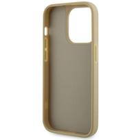 deklas apple iphone 14 - Guess "Rhinestones Triangle Metal Logo Case iPhone 14 Pro" Gold - 3 nuotrauka