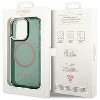 iphone 14 apple deklas magsafe - Guess "Hardcase Gold Outline Translucent MagSafe iPhone 14 Pro Max" Green - 2 nuotrauka