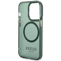 iphone 14 apple deklas magsafe - Guess "Hardcase Gold Outline Translucent MagSafe iPhone 14 Pro Max" Green - 3 nuotrauka