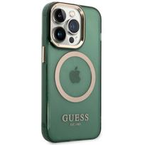 iphone 14 apple deklas magsafe - Guess "Hardcase Gold Outline Translucent MagSafe iPhone 14 Pro Max" Green - 4 nuotrauka