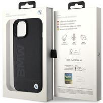 iphone 15 plus magsafe deklas - BMW "BMHMP15MSLLBK MagSafe Leather Hot Stamp iPhone 15 Plus" Black - 2 nuotrauka