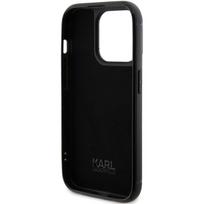 metalines ploksteles telefonui - Karl Lagerfeld "Rhinestone Plate Metal Logo Case iPhone 15 Pro" Black - 3 nuotrauka