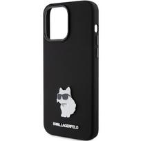 iphone 15 pro max deklas silicone case - Karl Lagerfeld "Silicone Choupette Metal Pin iPhone 15 Pro Max" Black - 4 nuotrauka