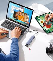 sd tf kortele - Adapteris HUB UGREEN CM511 USB-C prie HDMI, 3x USB-A 3.0, SD/TF - 7 nuotrauka