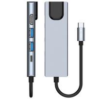 usb to hdmi adapter - Tech-Protect V3-HUB 5in1 USB-C to 2xUSB-A 3.0 + HDMI + USB-C + LAN RJ45 Adapteris Pilkas (Gray) - 2 nuotrauka