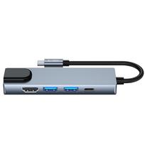 usb to hdmi adapter - Tech-Protect V3-HUB 5in1 USB-C to 2xUSB-A 3.0 + HDMI + USB-C + LAN RJ45 Adapteris Pilkas (Gray) - 4 nuotrauka