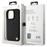 iphone 16 deklas - BMW iPhone 16 Pro Max Leather Hot Stamp Case Juodas (Black) - 2 nuotrauka