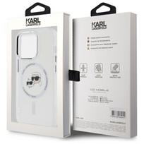 telefono deklas iphone 14 pro max - Karl Lagerfeld IML Metal Karl & Choupette Head MagSafe dėklas iPhone 14 Pro Max Baltas (White) - 2 nuotrauka