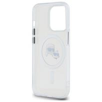 telefono deklas iphone 14 pro max - Karl Lagerfeld IML Metal Karl & Choupette Head MagSafe dėklas iPhone 14 Pro Max Baltas (White) - 3 nuotrauka
