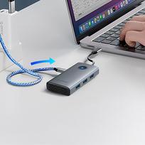 usb a sakotuvas - Orico PW11-6P USB-C šakotuvo prijungimo stotis 3x USB-A 3.0 + 1x USB-C 2.0 + 1x HDMI - Pilka (Grey) - 2 nuotrauka