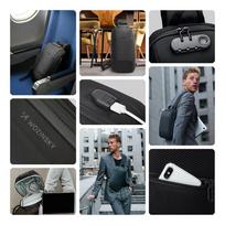 usb kuprines - Wozinsky Premium Single Shoulder Anti-Theft City Backpack with Organizer and USB - Black - 5 nuotrauka