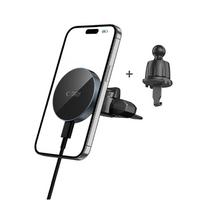 anga - Tech-Protect MM15W-V5 magnetinis MagSafe CD ir ventiliacijos angos automobilinis laikiklis su belaidžiu įkrovimu 15W Juodas (Black) - 7 nuotrauka
