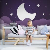 Fototapetas Artgeist Moon Dream - Clouds In A Purple Sky With Stars For Children, 210 cm x 294 cm