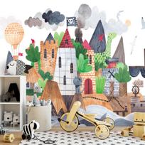 Fototapetas Artgeist A Colourful Treasure Island With A Castle - A Pirate Ship At Sea For Children, 140 cm x 196 cm
