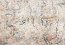 Fototapetas Artgeist Greek Laurels - Faded Composition With Leaves On A Beige Patterned Background, 315 cm x 315 cm