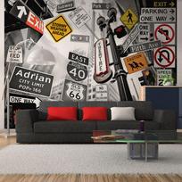 Fototapetas Artgeist Nyc Signs On A Monochrome Background 4XLFTNT0680SAM, 309 cm x 309 cm