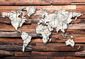 Fototapetas Artgeist Map On Wood MFT47, 105 cm x 150 cm