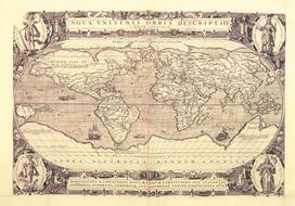 Fototapetas Artgeist Retro Style World Map - Outline Of Continents With Inscriptions In Latin, 280 cm x 400 cm