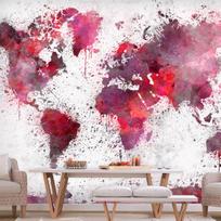 Fototapetas Artgeist World Map: Red Watercolors SFT1554, 70 cm x 100 cm