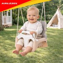 vaikiskos supynes - Kruzzel 3in1 vaikiškos sūpynės, pilkai smėlio spalvos (Gray-Beige) - 5 nuotrauka
