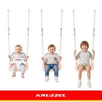 vaikiskos supynes - Kruzzel 3in1 vaikiškos sūpynės, pilkai smėlio spalvos (Gray-Beige) - 6 nuotrauka