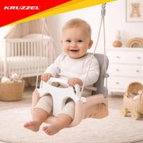 vaikiskos supynes - Kruzzel 3in1 vaikiškos sūpynės, pilkai smėlio spalvos (Gray-Beige) - 10 nuotrauka