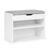 batu lentyna - Suoliukas su batų lentyna ModernHome, baltas (White), 60 cm x 30 cm x 47 cm - 4 nuotrauka