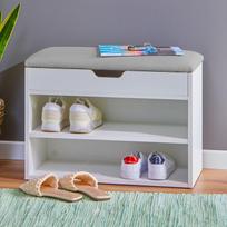 batu lentyna - Suoliukas su batų lentyna ModernHome, baltas (White), 60 cm x 30 cm x 47 cm - 5 nuotrauka