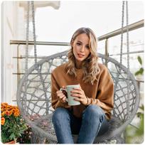 pakabinamos supynes - Boho pakabinamas krėslas -sūpynės, pilka - 3 nuotrauka