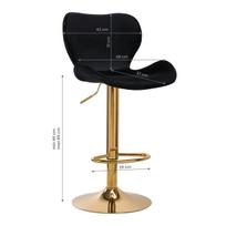 makiazo taburete - Activeshop Baro kėdė STILISIMUS VELVET Juodas GOLD - 2 nuotrauka