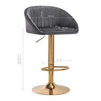 makiazo kedes - Baro kėdė 4Rico QS-B16G, aukso/pilka, 50 cm x 37 cm x 60 - 80 cm - 2 nuotrauka