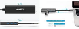 type c i usb a - Adapteris CHOETECH USB Type-C – 1x RJ-45, 3x USB Type-A - 2 nuotrauka