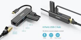 type c i usb a - Adapteris CHOETECH USB Type-C – 1x RJ-45, 3x USB Type-A - 4 nuotrauka