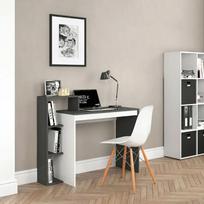 kompiuteriu lentyna - ModernHome CHDK07-DG Rašomasis stalas su lentyna 110x40x75 cm Balta/Pilka (White/Grey) - 5 nuotrauka