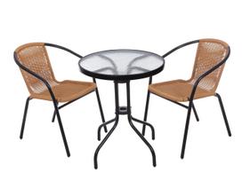 grudintas stiklas terasa - Lauko stalas MultiGarden, skaidrus/juodas, 60 cm x 60 cm x 71 cm - 2 nuotrauka