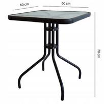 grudintas stiklas terasa - Lauko stalas ModernHome, skaidrus/juodas, 60 cm x 60 cm x 70 cm - 2 nuotrauka