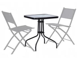 grudintas stiklas terasa - Lauko stalas ModernHome, skaidrus/juodas, 60 cm x 60 cm x 70 cm - 4 nuotrauka